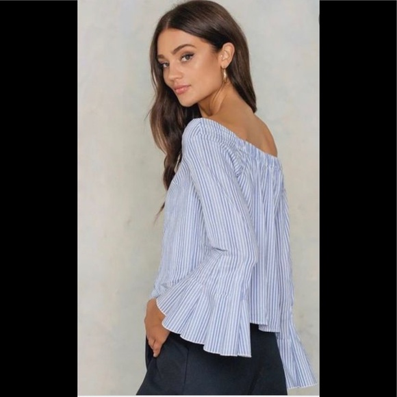 Free People March to the Beat Off the Shoulder Striped Top flared bell… - Picture 6 of 8